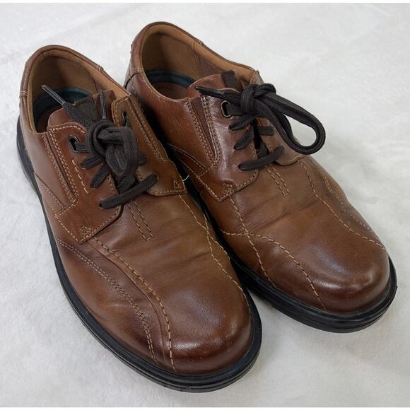 Clarks Collection Extreme Comfort Men\'s Brown Leather Shoes Size 9.5W Lace Up FS main image 13